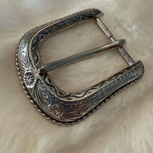 Vtg Western Engraved Belt Buckle